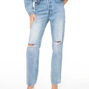 Pistola Super High Rise Straight Jean City Lights Distressed Embellished 28 Rare